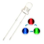 Chanzon 100 pcs 3mm RGB Multicolor Slow Flashing (Multi Color Changing) Dynamics LED Diode Lights (Blinking Round DC) Bright Lighting Bulb Lamps Electronics Components Filcker Light Emitting Diodes
