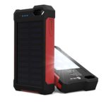 [Solar Battery Charger] iClever IC-SB21R 10000mAh Portable Solar Power Bank Dual USB Port Charger Battery with Led Light, IP67 Waterproof Solar Charger for iPhone, iPad, iPod, Samsung, Android phones