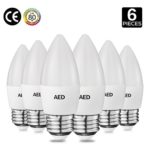 AED Lighting LED Light Bulbs 6Watt Decorative Candle LED Bulbs Warm White 2700k, Medium Screw Base E26 Socket, B11 LED Bulb Non-Dimmable 500lm Lights, 60W Incandescent Equivalent, Pack of 6