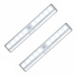 OxyLED Motion Sensor Closet Lights,Cabinet Light,DIY Stick-on Anywhere Portable Wireless 10 LED Wardrobe/Stairs/Step Light Bar,LED Night Light,Safe Lights with Magnetic Strip(2 Pack,Battery Operated)