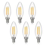 SHINE HAI Candelabra LED Filament Bulbs 40W Equivalent, 2700K Warm White Chandelier B11 LED Bulb E12 Base Non-dimmable Decorative Candle Light Bulb, ETL Listed (Pack of 6)