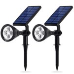 Syntus Upgraded Solar Lights Landscape Lighting LED Spotlight Waterproof Wall Sconces Security Night Light for Yard Garden Driveway Path, Pack of 2 (White Light)