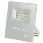 Titan Lighting White Frameless 10W Led Flood Lights, 50W Halogen/CFL Replacement, 850LM, 6000K Day Light, Waterproof, 120-277V, Instant on