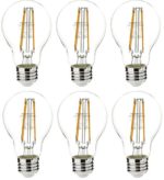 AmazonBasics 60 Watt Equivalent,  Clear, Dimmable, A19 LED Light Bulb – 6 Pack