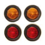 2 Amber 2 Red LED 2″ Round Clearance/side Marker Light Kits with Light, Grommet and Wire Pigtail Truck Trailer Rv Pack of 4 Lifetime Warranty