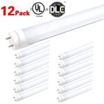 Jarsant T8 4ft Cool White LED Tube Light Bulb Replacement for 40W Equivalent Fluorescent Grow Lamp, 18W 2000Lm 6500K, Ballast Removal Installation, Dual-Ended Power, Frosted Cover and AL, 12-pack