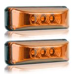 Partsam 2PCS 3 Leds Truck Trailer Front Rear LED Side Marker Lights indicator Lamp Sealed & Waterproof Surface Mounted Installation Amber 3.9″