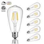 CMYK Vintage Edison LED Bulb, Dimmable 4W ST64 Antique LED Bulb Squirrel Cage Filament Light For Decorate Home, E26, 4000K, Daylight, Pack of 6