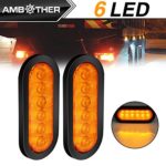 AMBOTHER 2x 6” LED Trailer Lights Oval Lights, Tow Towing Rear Stop Turn Signal and Parking Light Kit, Tail Brake Side Marker Lights for Car Truck 12V WATERPROOF Amber (Pack of 2)