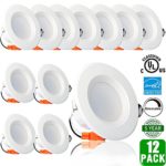 12 Pack – Hykolity 4 Inch Retrofit LED Recessed Can Light, 9W (65W Replacement), 3000K Warm White, Energy Star, UL Listed, Dimmable LED Downlight, Ceiling Light Fixture