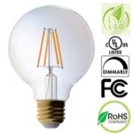 Bioluz LED Pendent LED Light Bulb, Clear Filament LED G25 Globe 40 Watt Replacement (Uses 4.5 Watts) Warm White (2700K) LED Light Bulb 470 Lumens UL Listed & Great Vanity Bulbs …