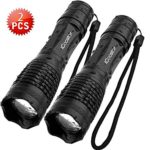 LED Flashlight iCoostor Handheld Tactical Torches Flashlight Super Brightness Waterproof IPX5 5 Modes Zoomable Focus For Outdoor (E6-2PCS)