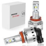 WERISE V5 H8/ H11/ H16 LED Headlight Bulbs All-in-one Conversion Kit with CREE XHP50 Chips – 50w 6,000Lm 6500K Cool White – 2 Yr Warranty