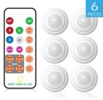 BWL Puck Lights with Remote Control,Brightness Adjustable LED Under Cabinet Lighting, Multi Color LED Accent Lights (Pack of 6)