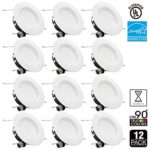 TORCHSTAR #Wet Location# 5/6 inch Dimmable Retrofit LED Recessed Lighting Fixture, 15W (100W Equivalent), High CRI 90+, ENERGY STAR,4000K Cool White, Recessed LED Downlight,5 YEARS WARRANTY,Pack of 12
