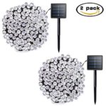 Lalapao 2 Pack Solar String Lights 72ft 22m 200 LED 8 Modes Solar Powered Outdoor Lights Waterproof Starry Christmas Fairy Lights for Indoor Gardens Homes Wedding Holiday Party (White)