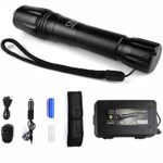 LED Tactical Flashlight, Brightest Flashlight Torch Light 1600Lumens, LED Tactical Flash light High Powered, Zoomable, Holster, Waterproof for Emergency Camping