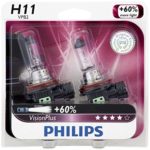 Philips H11 VisionPlus Upgrade Headlight Bulb, 2 Pack