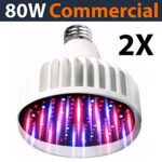 Lighting Labs Pro Grow Series – LED Grow Bulb – 2 PK, 80 Watt Output from two 40 Watt bulbs, Full Spectrum, Red and Blue tuned for maximum flowering, hydroponic indoor, E27, 120-277V, Clear Cover