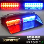 Xprite Red & Blue 16 LED High Intensity LED Law Enforcement Emergency Hazard Warning Strobe Lights For Interior Roof / Dash / Windshield With Suction Cups