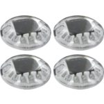 (4 Pack) Solar White LED Round Polycarbonate Road Stud Deck Dock Path Light