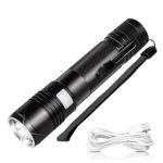 Ustellar Rechargeable 1000 Lumens CREE LED Flashlight, IP65 Waterproof, Zoomable Aluminum Tactical Flashlight, 5 Modes Super Bright Torch for Camping, Hiking, 18650 Battery and USB Cable Included