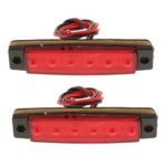 MagiDeal 2PCS 12V 6 LED Truck Boat BUS RV Trailer Side Marker Indicators Light Red