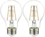 AmazonBasics 40 Watt Equivalent,  Clear, Dimmable, A19 LED Light Bulb – 2 Pack