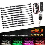 10pcs Motorcycle LED Light Kit RGB Multi-Color Flexible Strips Ground Effect Light Kit with Wireless Remote Control