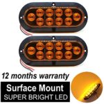 TMH ( Pack of 2 ) 6″ 10 LED Surface Mount Oval Amber Turn Signal Side Marker Tail LED Light for Truck Trailer Trail Bus 12V DC