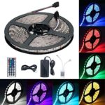 LED Light Strip Kit, Targher RGB LED Strip Waterproof SMD 5050 RGB 16.4Ft/5M 300 LEDs with 44Key Remote Controller and Power Supply for Holiday Party Outdoor Decoration