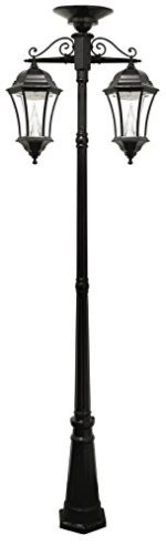 Gama Sonic GS-94C-D Victorian Solar Lamp Post and Double Downward-Hanging 13-LED Lamp Heads, 90-Inch, Black Finish