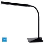 HandAcc LED Desk Lamp, Flexible Gooseneck Reading Light with 5 Color Temperatures and 5 Brightness Levels, Touch Control, 8W, Black