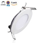 B-right Pack of 5 Units 12W 6-inch Dimmable Round LED Panel Light 960lm Ultra-thin 4000K Daylight White LED Recessed Ceiling Lights for Home Office Commercial Lighting