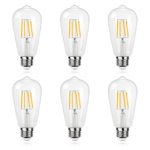Antique LED Bulb, SHINE HAI 4W (40W Equivalent) ST58 Vintage Edison Light Bulb LED Lighting, 470 Lumen Warm White 2700K E26 Base, ETL-listed, Pack of 6