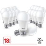A19 Non Dimmable LED Bulb, 9W (60W equivalent), 4000K, 800 Lumens, CRI 80, 18 Pack, UL Listed