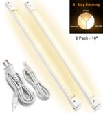 LED Concepts Under Cabinet Light Bar, 3 Dimming Levels, Ultra Slim Linkable Plug In LED Light – Great for Kitchen, Closet, Vanity, Bathroom, Task Lighting, 2700k Warm White (16 Inch – 2 PK)