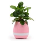 Smart Music Flower Pot Planter with Wireless Bluetooth Speaker Rechargeable Support Android IOS Bluetooth Device for Multi-color LED Light Music Box Flowerpot(Pink)
