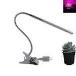 Grow Light LED Lamp, 3 Level Dimmable Clip Light for Plants, Flexible Gooseneck 24 Pieces Led, 5w Red Light with US Adapter (White)