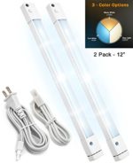 LED Concepts Under Cabinet Light Bar with 3 Color Options (Soft White/Warm White/Daylight) Linkable – Ultra Slim – Great for Kitchen, Bathroom, Vanity, Closet, Task Lighting (12 Inch – 2 PK)