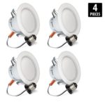 HyperSelect 9W 4 Inch LED Downlight – Recessed Lighting, Non-Dimmable [65W Equivalent], 4000K (Daylight Glow), 670 Lumens, LED Ceiling Light Retrofit Can Fixture, UL-Listed (4 Pack)