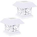 GreenLighting Outdoor Summit Solar Post Cap Light for Nominal Wood Posts 2 Pack (White)