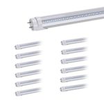 Kihung T8 LED Light Tube 4ft 20W (70W equivalent) 2500Lm Ultrahigh Brightness 4500K Daylight Glow, Clear PC Cover & Aviation Aluminum, Pack of 12