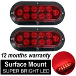 TMH ( Pack of 2 ) 6″ 10 LED Surface Mount Oval Red Stop Brake Marker Tail LED Light, for Truck Trailer Trail Bus 12V DC