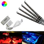iJDMTOY 4-Piece 12″ 7-Color RGB LED Lighting Kit For Car Interior Decoration w/ Remote Control