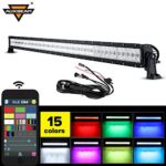 Auxbeam 52″ 300W LED Light Bar 5D RGB Offroad Color Changing LED Bar Spot Flood Combo Beam with Mounting Brackets & Wiring Harness