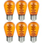 Sunlite S14/30LED/MED/A/6PK LED 1.1W (25W Equivalent) Amber Decorative S14 Signs And String Light Bulbs, Medium (E26) Base, 6 Pack