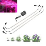 Umiwe LED Grow Light Strip Plant Light with 2A Power Adapter, 3 PCS Red Blue 5:1 Strip Grow Light Lamp for Indoor Plants Hydroponics Aquatic Greenhouse (19.7”/Strip)
