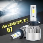H7 LED Headlight Conversion Blub Kit, S2 Series Auto Car Led Headlamp Car COB Bulbs, 6000K 9W-36W Cool White 7600LM, All-in-One Error Free Design (H7)