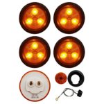 4 PACK OF LONG HAUL AMBER LED 2″ ROUND REVERSE MARKER LIGHTS TRAILER RV 12V LED LIGHTS